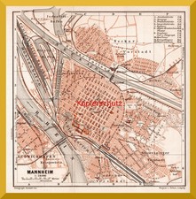 Mannheim +120 Jahre alter Stadtplan+ Ludwigshafen, Jungbusch, Brauereien