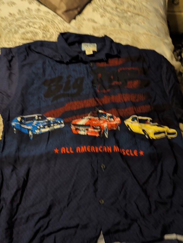 Big Dogs Hawaiian Shirt Size XL Classic Car All American Muscle Button Down