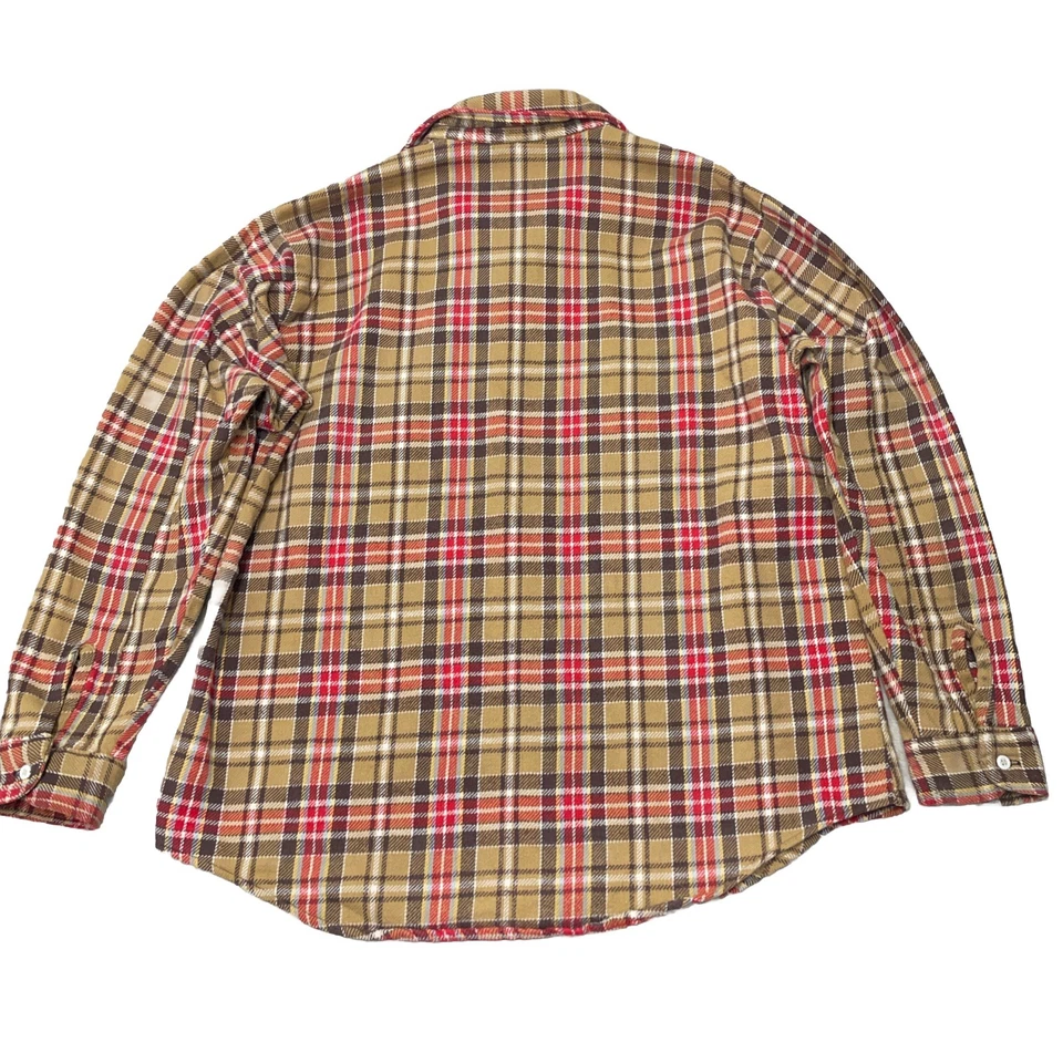 Camisa de Franela Big Mac Años 70 De Colección Para Hombres XL Tostada Multi Cuadros Manga Larga JCPenney Alta Foto 3 de 4