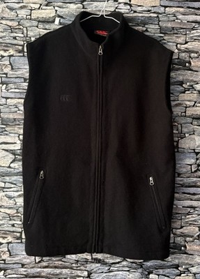 Canterbury Wool Fine Knit Gilet Sleeveless Jacket Black Mens Size XL New Zealand