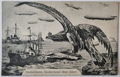 Zeppelin AK - Litho - patriotisch - Luftschiffe, Adler & Schiffe  - 1.WK - 1915