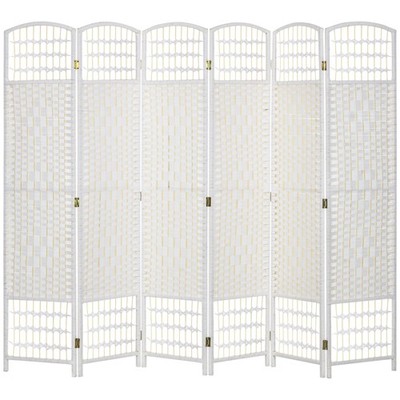 HOMCOM 6 Panel Folding Room Divider Privacy Screen Panel White 5.6 Ft