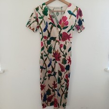 Zara Velvet velour Midi Floral Print Fitted Dress Size S uk 8 wedding party