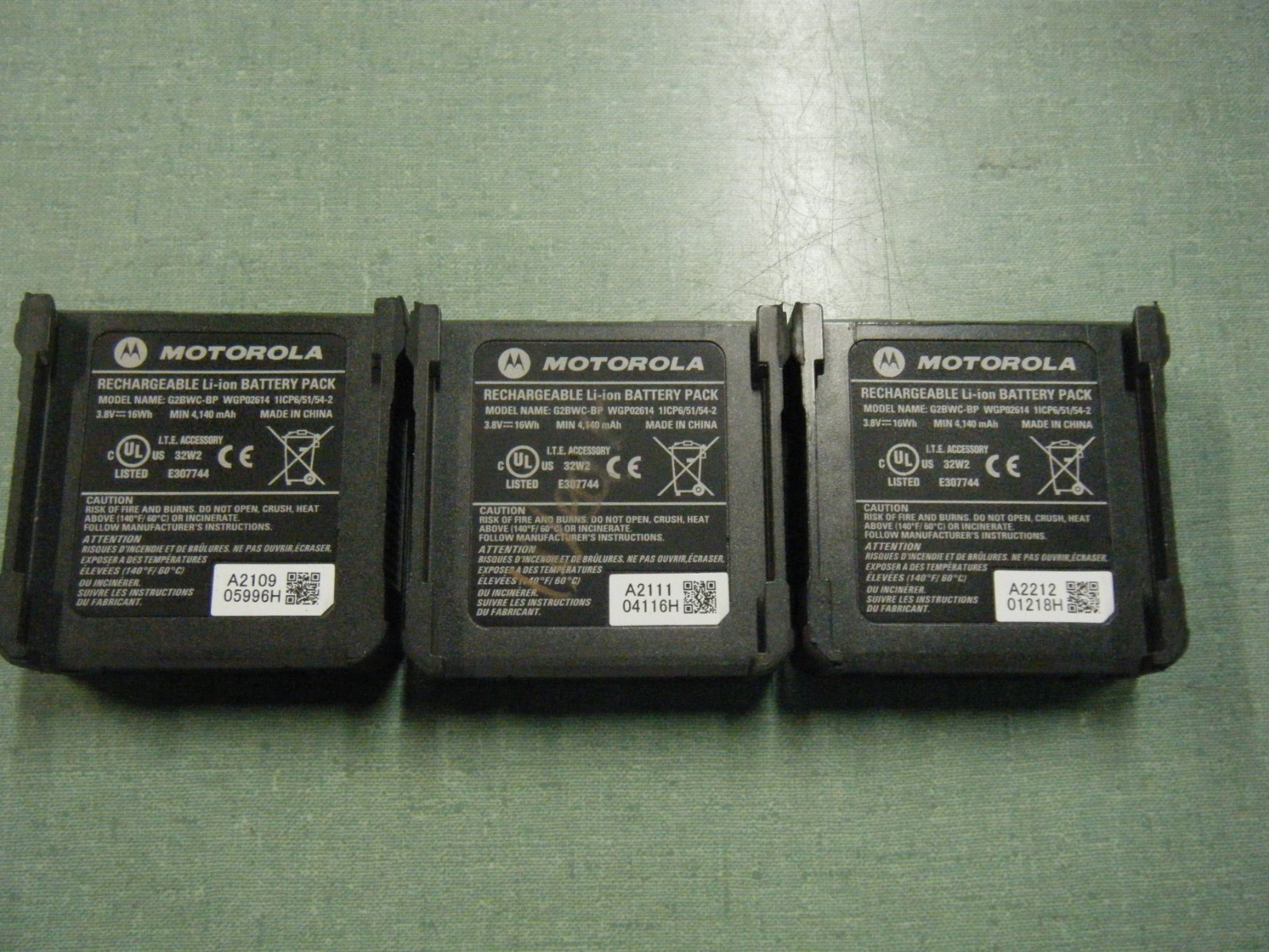 MOTOROLA, WATCHGUARD V300 BODY CAMERA BATTERIES USED LOT OF 3
