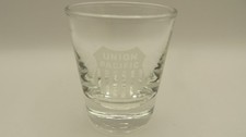 Vintage Union Pacific Railroad Etched Liquor Shot Glass Clear Collectible 1.5oz