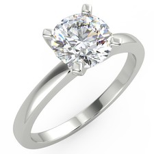 1.1 Ct Round Cut SI1/F Solitaire Diamond Engagement Ring 14K White Gold