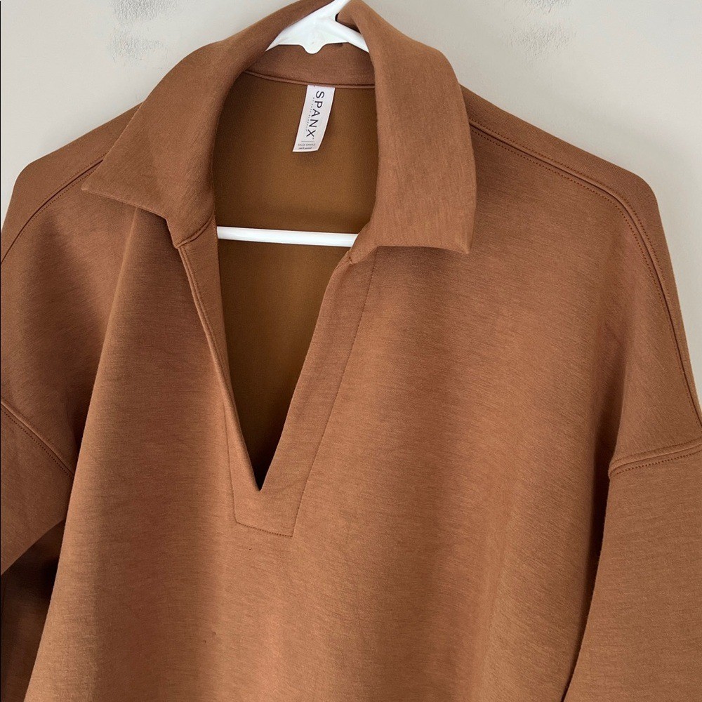 SPANX Air Essentials Pullover Collared Rust Cocoa… - image 2