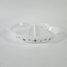 Vintage Pyrex Casserole Dish Black Star Atomic Oval Divided 1 and 1/2 Quart USA