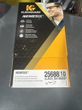 12 PAIR KLEENGUARD NEMESIS SAFETY GLASSES BLACK FRAME/SMOKE MIRROR LENS 25688