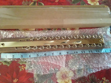 Vintage Wood  Brass Wall Mount 24 Hook Tie Organizer Rack 13.5  NWOB