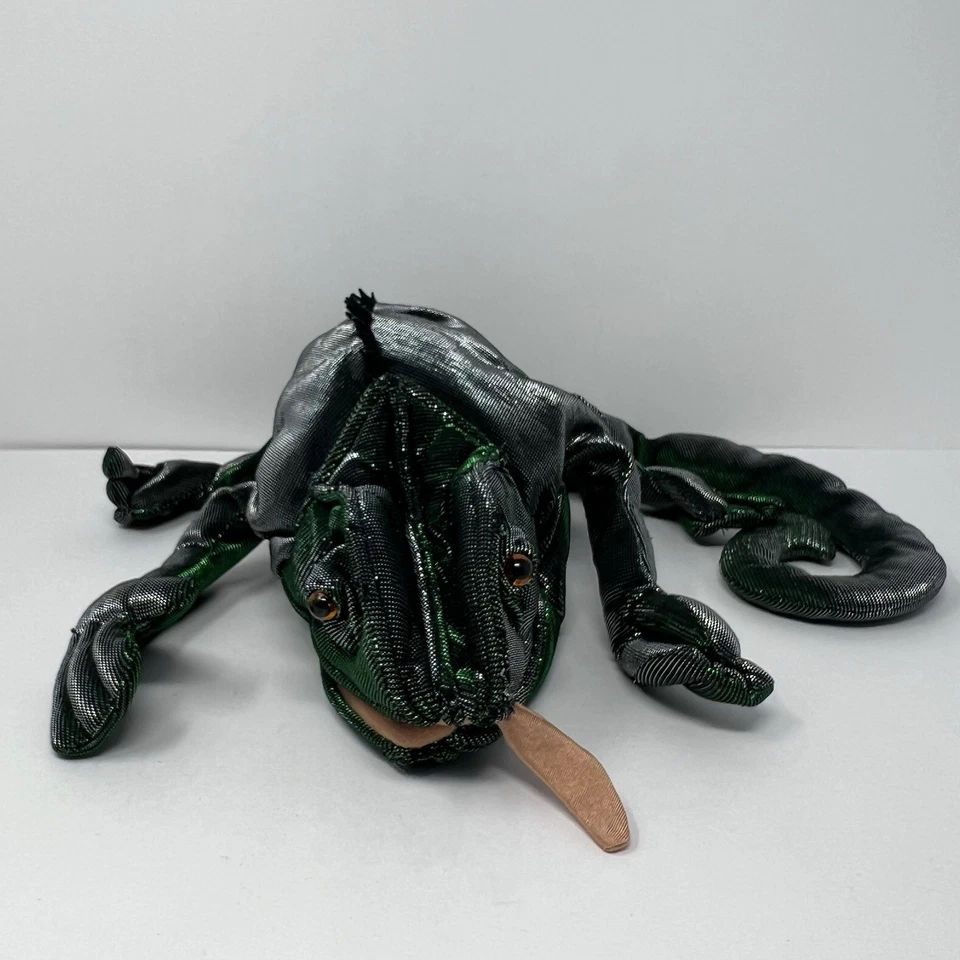 Marioneta de mano Folkmanis verde camaleón ojos brillantes retracción cuerpo completo realista Foto 4 de 4