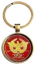 Bassin and Brown Mens The Senate and People of Rome Key Ring - Wine/Gold