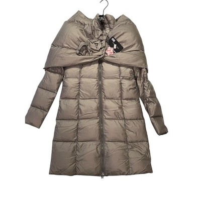NWT Patrizia Pepe Premium Long Puffer Down-Jacket Full-Zip Beige Womens Size 44