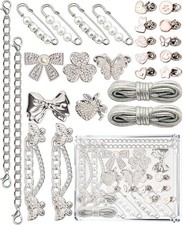 25PCS Floral Shoe Charms for Sneakers - Bling Pearl Pins and Decorations