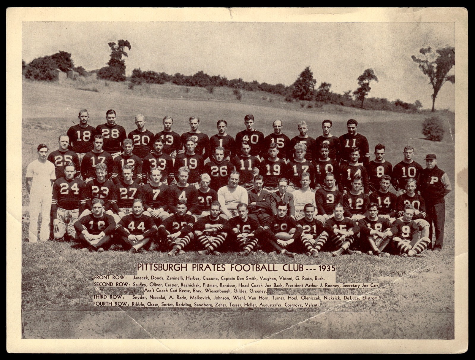 1935 R311 National Chicle Premiums Football Pittsburgh Pirates Club *CF651