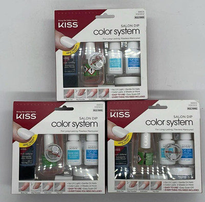 3PK Kiss Salon Dip Color System ~ No UV Light Needed ~ SEALED ~ FAST SHIP