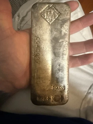 Vintage JM 50 Oz 999+ Fine Silver Bar Canada With Serial Number
