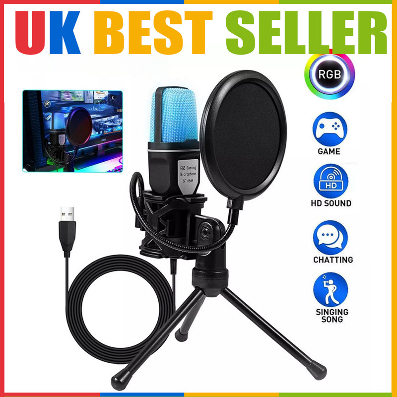 USB Condenser Mic Cardioid Condenser Microphone Gaming Mic Laptop Desktop PC Mic