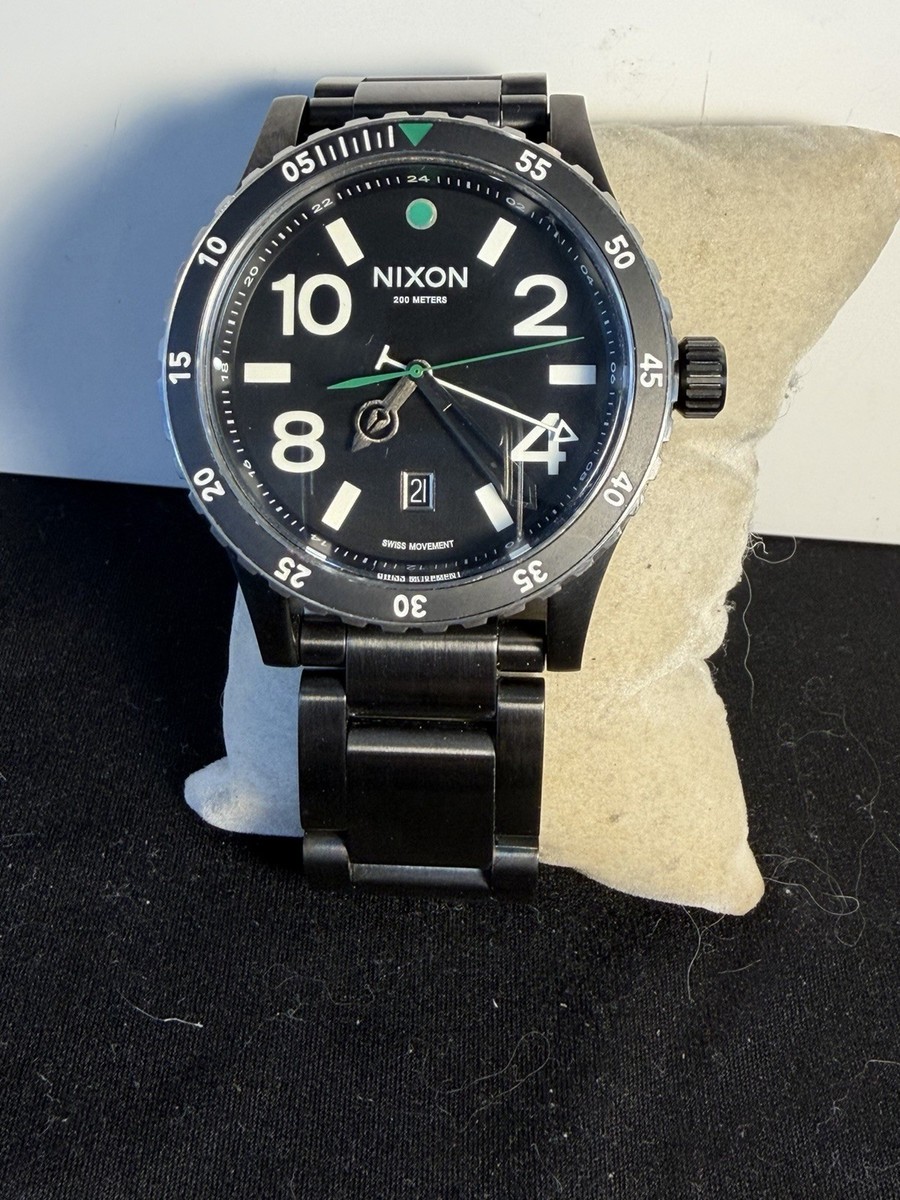 NIXON The Diplomat Watch 45mm GMT Black Stainless Steel Case