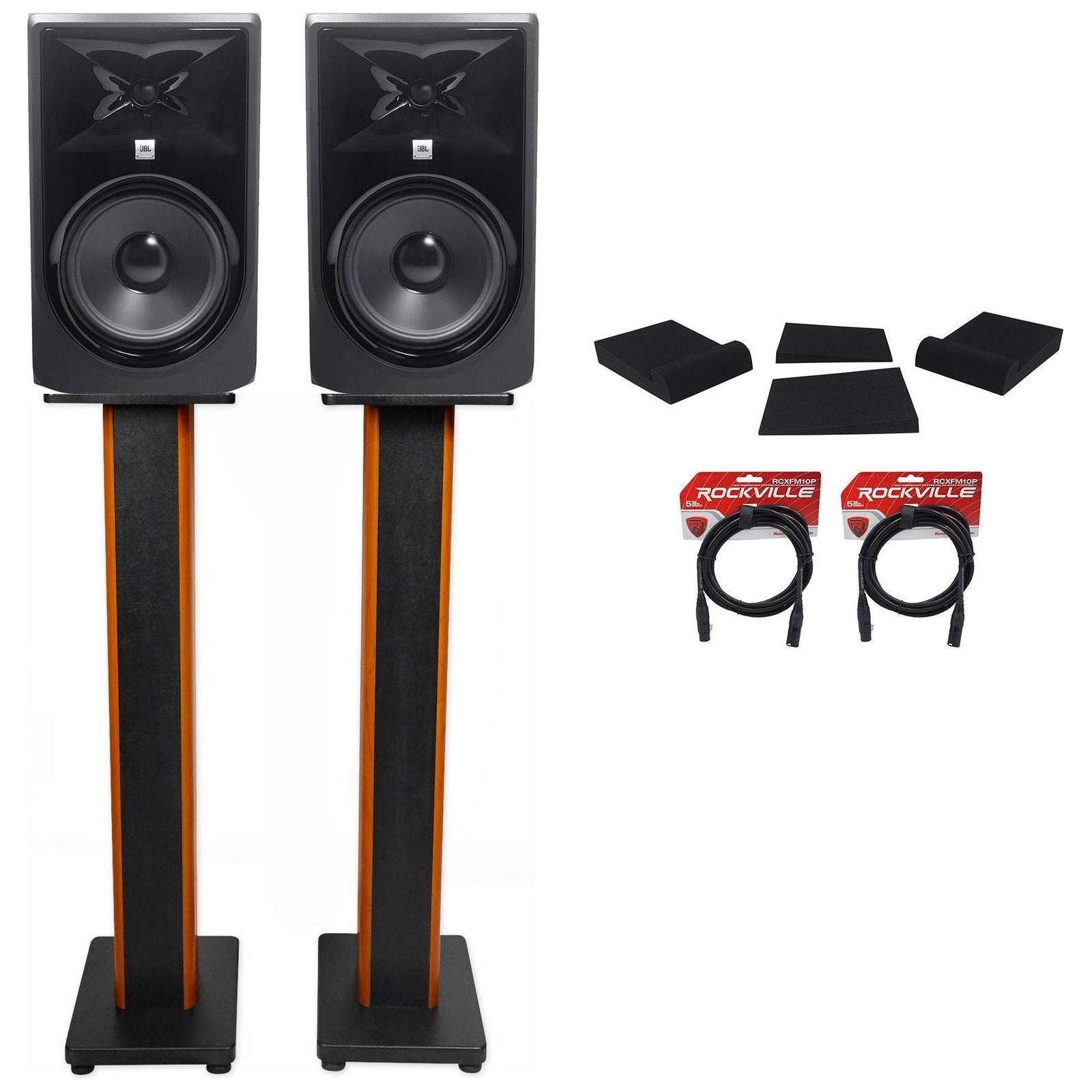 (2) 6 студийных мониторов JBL 306P MkII+36 подставок+ Изолирующие накладки+XLR-кабели