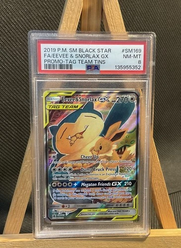 Pokémon Eevee & Snorlax Alternate Art Black-star Promo SM169 PSA 8 New Cert