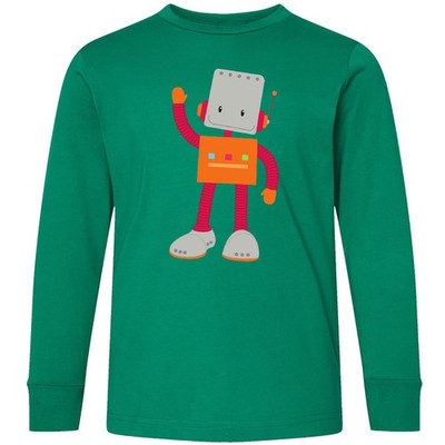 Inktastic Cute Robot, Silly Robot, Funny Robot, Youth Long Sleeve T-Shirt Little
