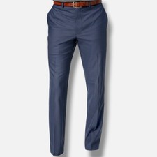 Marc New York 42W 32L Men's Classic Fit Blue Neat Solid Suit Trousers Pants