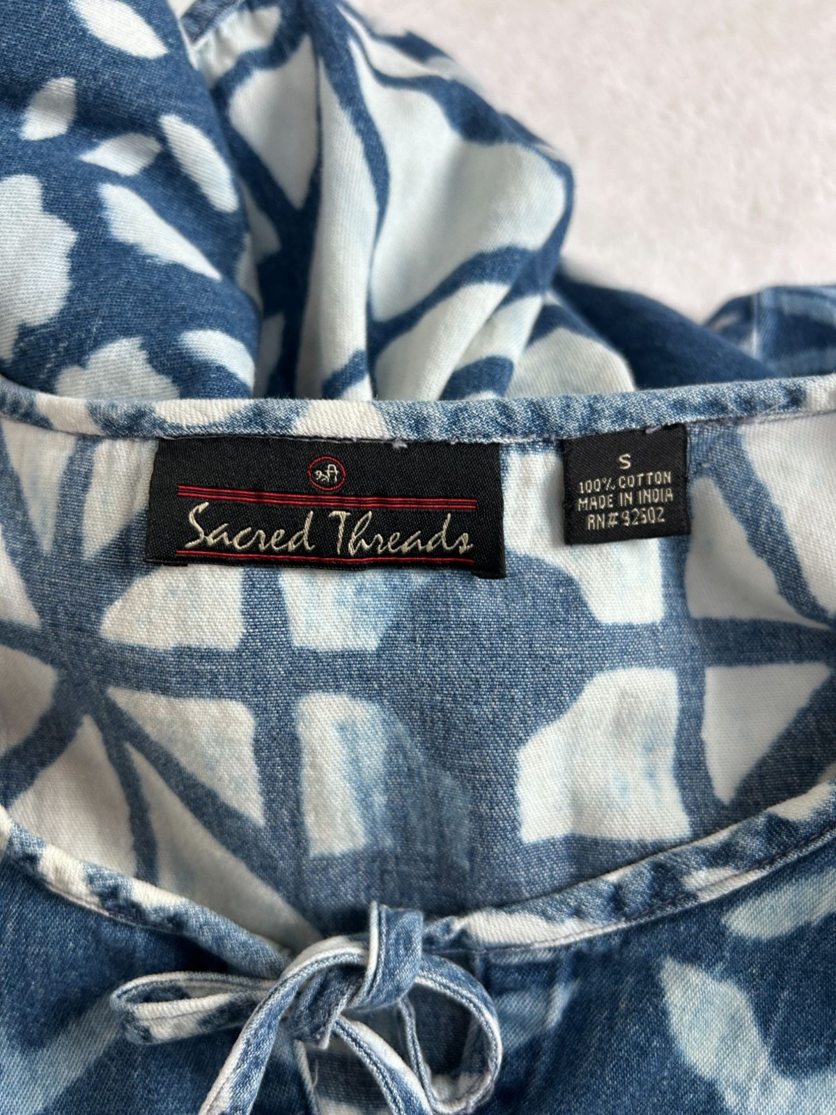 Sacred Threads Womens Patchwork Boho Denim Top Sm… - image 3