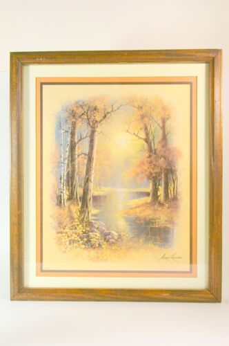 Framed Print Signed Picture River in the Woods Landscape - 第 1/11 張圖片