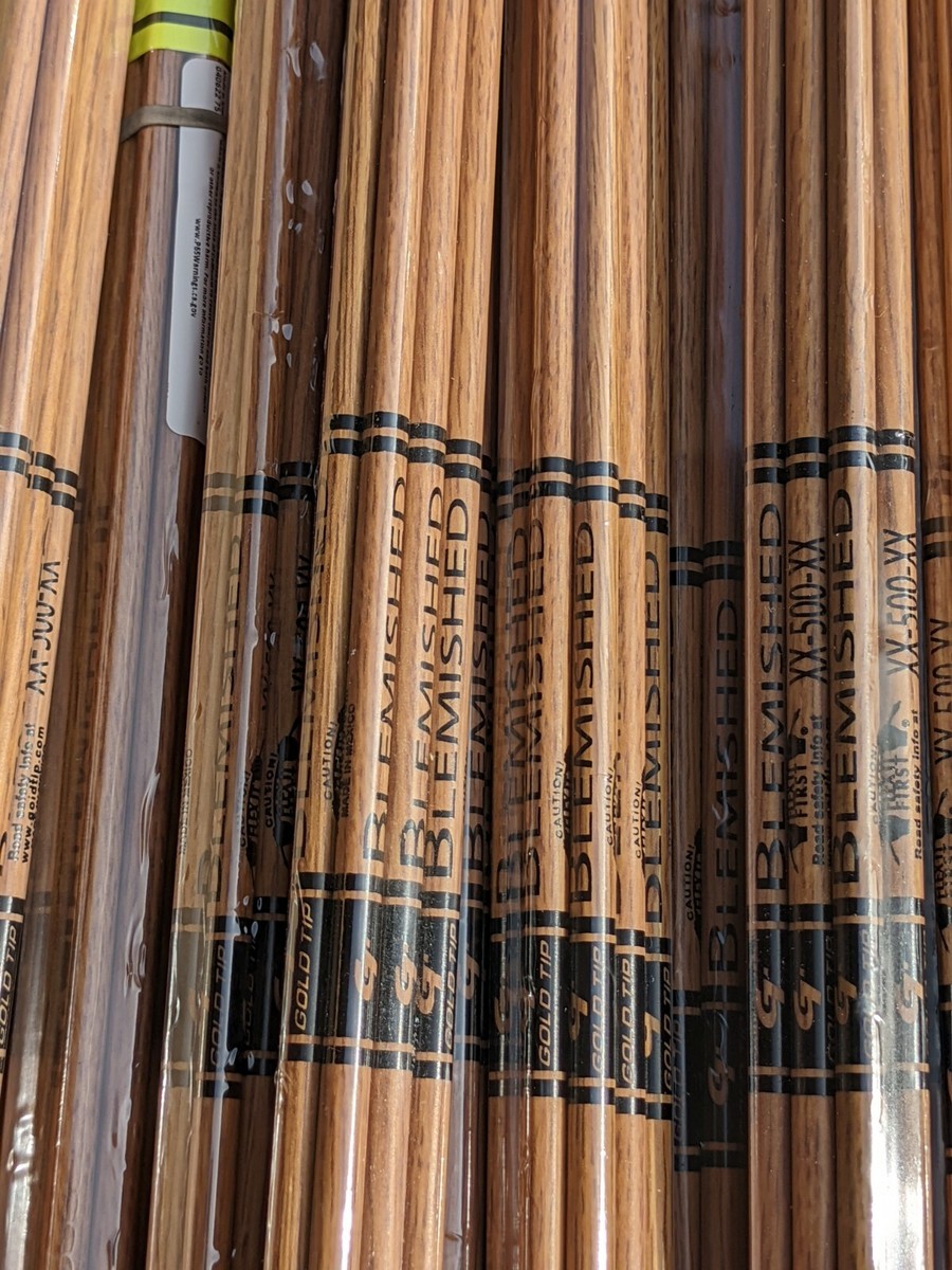 Gold Tip Traditional .006 3555 Raw Carbon Arrows - 12 Pack With Inserts & Nocks