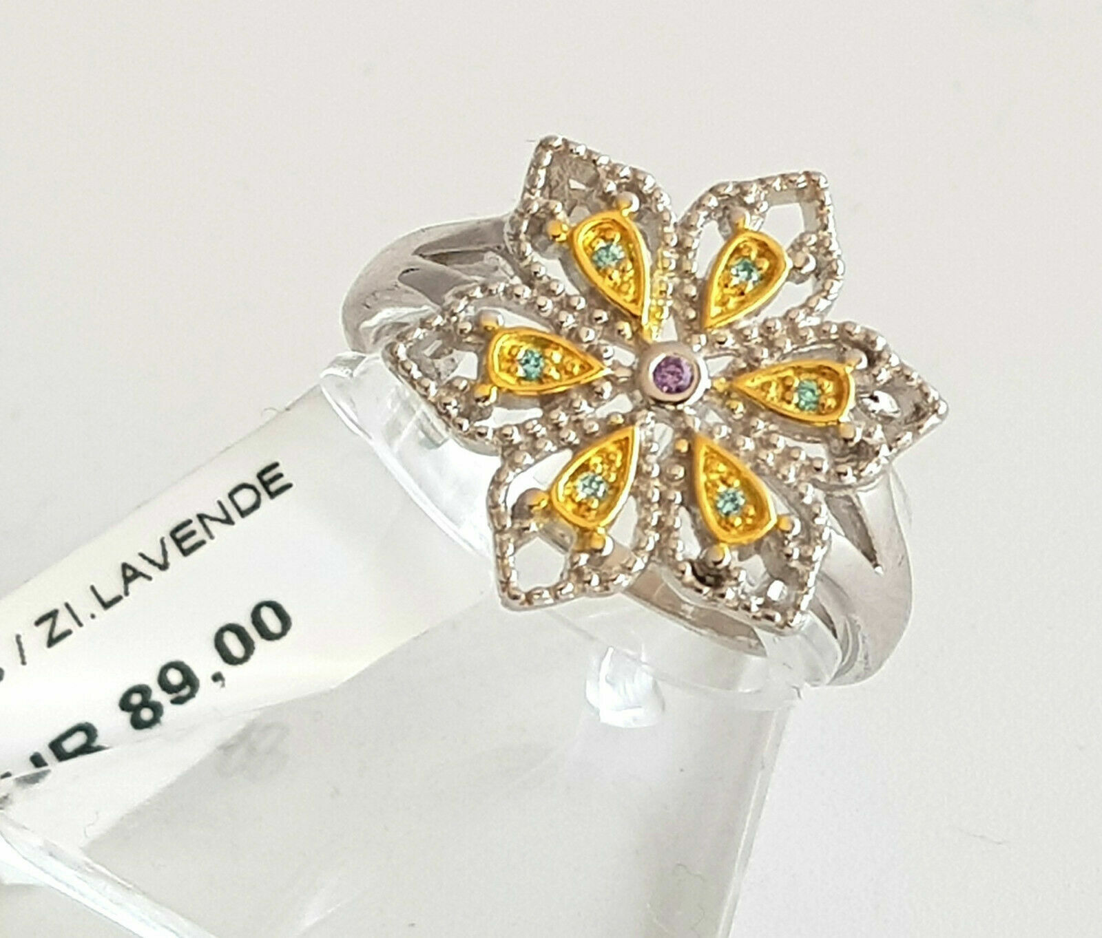 Bague femme argent 925 Gooix fleur multicolore taille 54 bijou tendance