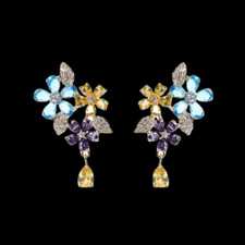 Women's Mixed Color Cubic Zirconia Flower Leaf Teardrop Dangle Earrings