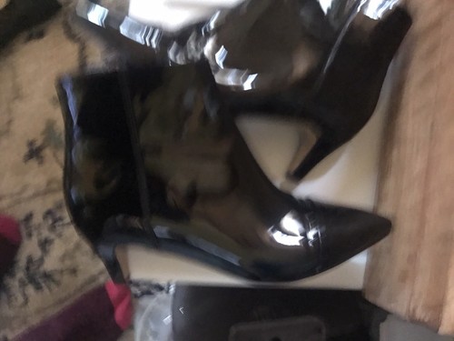 PATENT LEATHER BLACK SHOE BOOTS POINTED TOE 8.5 WOMENS CAT RESCUE NON-PROFIT - Picture 7 of 10