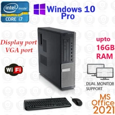 WINDOWS 10 PC Dell Desktop Computer PC DVD Core i7 3.4 GHZ SSD OFFICE 2021 