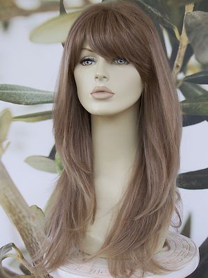 VOLLSTÄNDIGE DAMEN MODE HAARPERÜCKE LANG HELLBRAUN/BLOND MISCHUNG HITZEBESTÄNDIG UK 