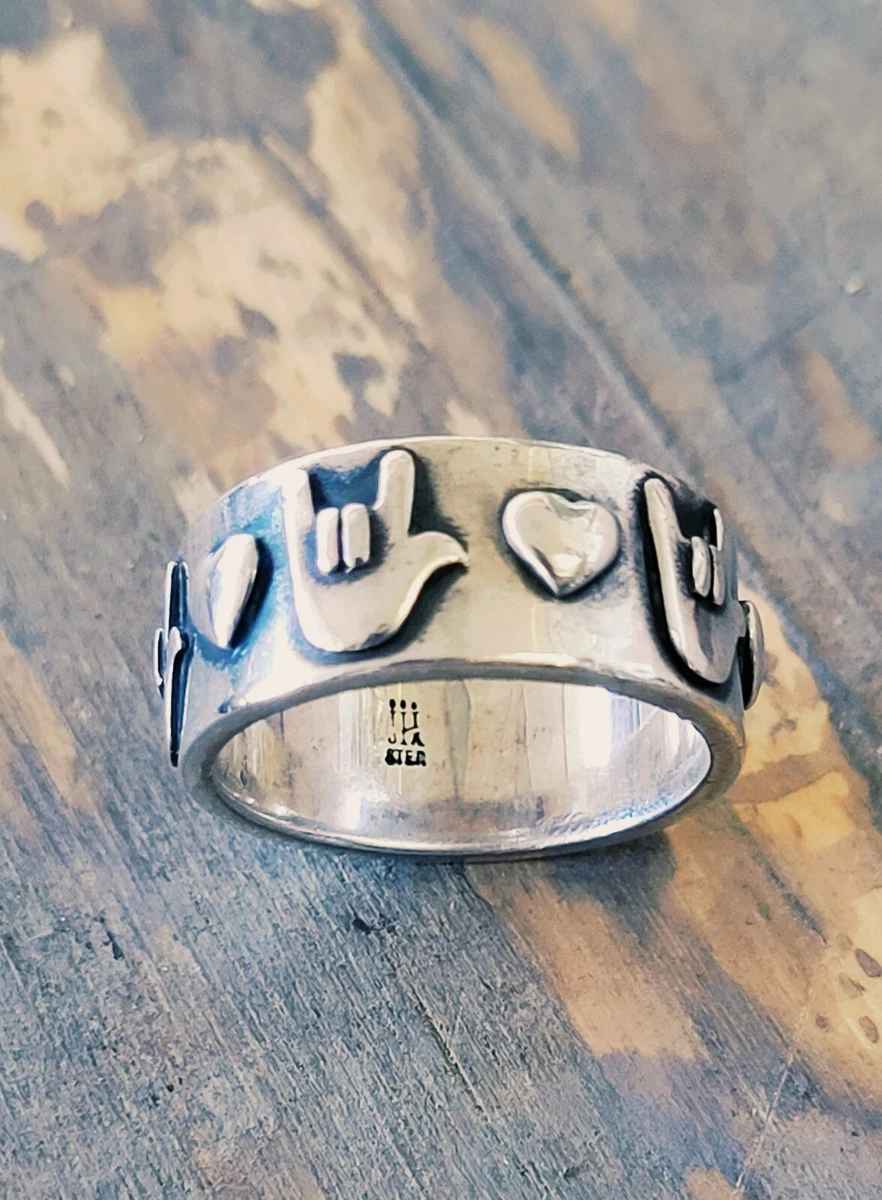 Retired James Avery SIZE 7 I Love You Sign Language Heart Band