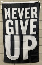 Gym Motivation Flag FREE SHIP Never Give Up Lifting Garage USA 3x5  