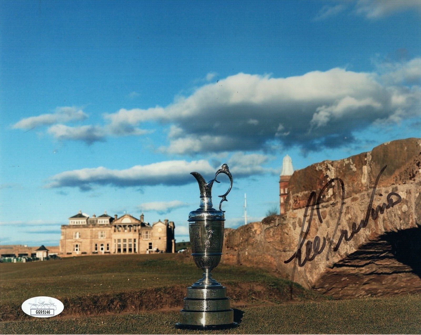 Lee Trevino Autographed Signed HAND 8x10 COLOR PHOTO BRITISH OPEN TROPHY JSA 