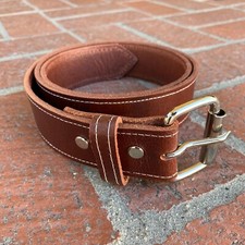  CHERRY BROWN Buffalo Leather Handcrafted/Hand-stitched Belts 1-1/2"