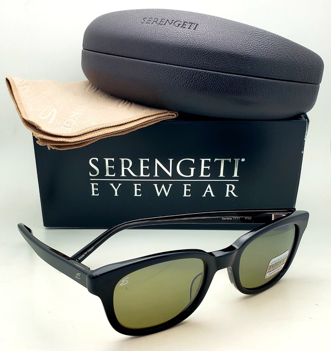 SERENGETI Serena 7777 Sunglasses Black Frame Green PHOTOCHROMIC