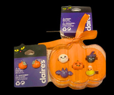 Halloween Girls Jewelry Set 5 of Rings and 1 Pair of Pumpkin Earrings Jewelry