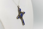 ANTIQUE LAPIS CROSS LATE 1800's MADE OF SILVER & LAPIS LARGE CROSS #3 — photo 9