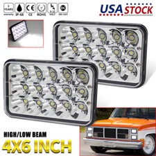 Pair 4x6 LED Headlight DRL Hi-Lo Sealed Beam Black for GMC C2500 Sierra Classic