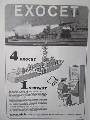 5/71 PUB AEROSPATIALE ENGIN TACTIQUE MISSILE EXOCET ANTI SHIP MISSILE FRANZÖSISCHE ANZEIGE