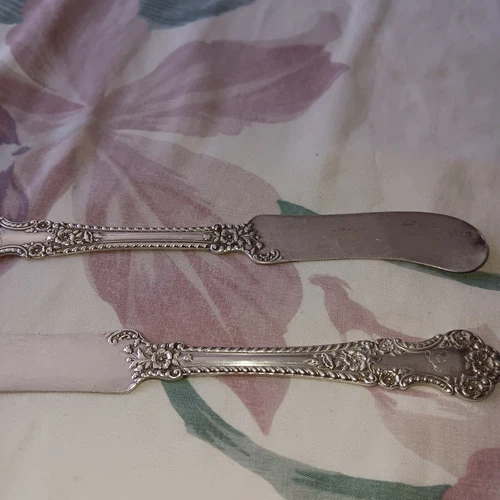 Lot 2 Gorham Cambridge Sterling Silver Butter Spreader Knife Flat Handle 5 7/8"