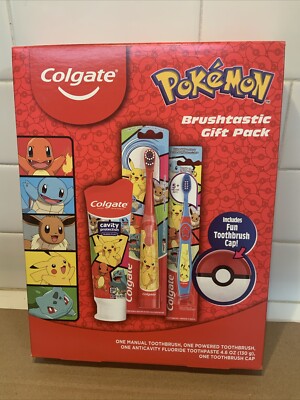 Pokemon Colgate Brushtastic Gift Pack With Pokeball Toothbrush Cap! Collectible