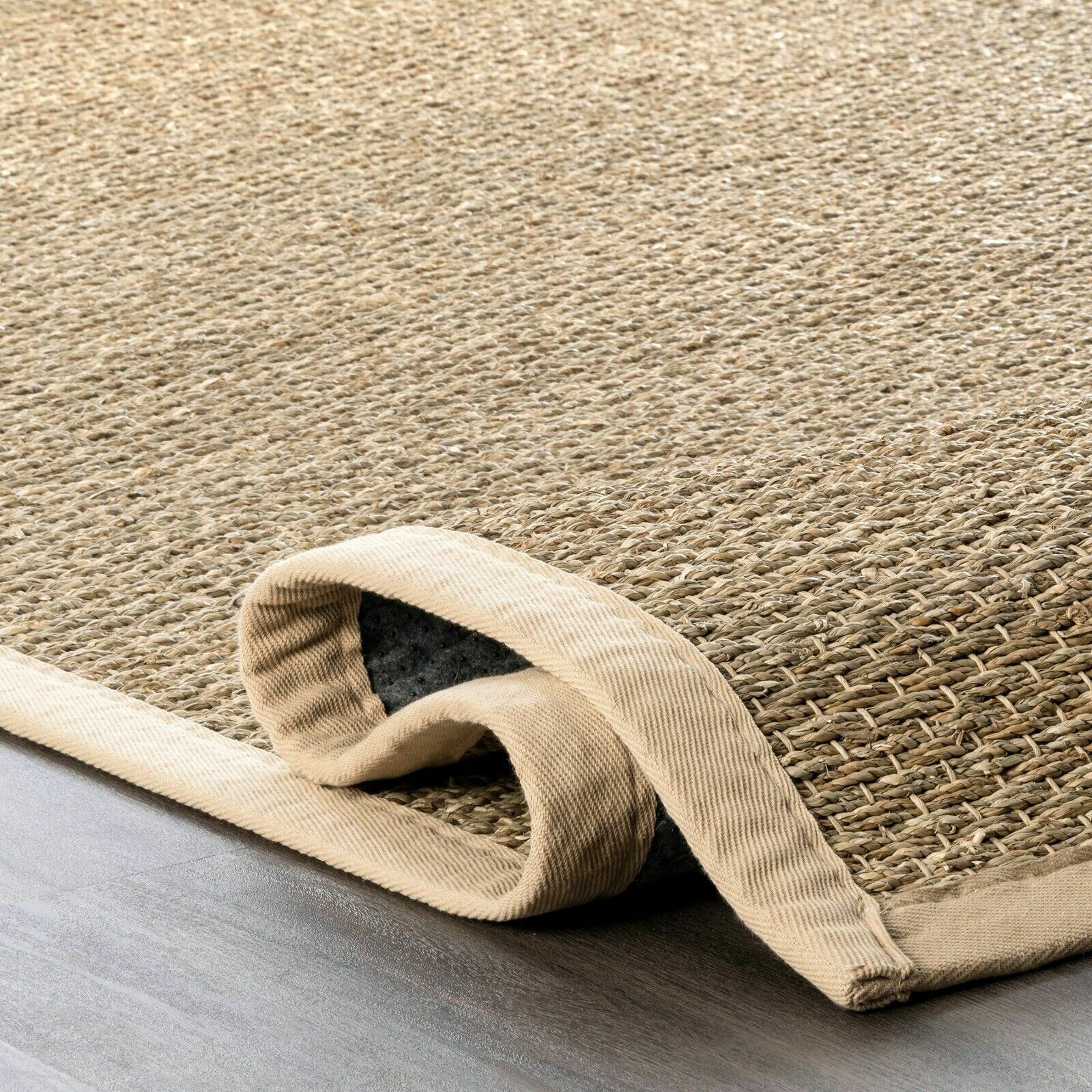 nuLOOM Contemporary Elijah Natural Seagrass with Border Beige Area Rug eBay