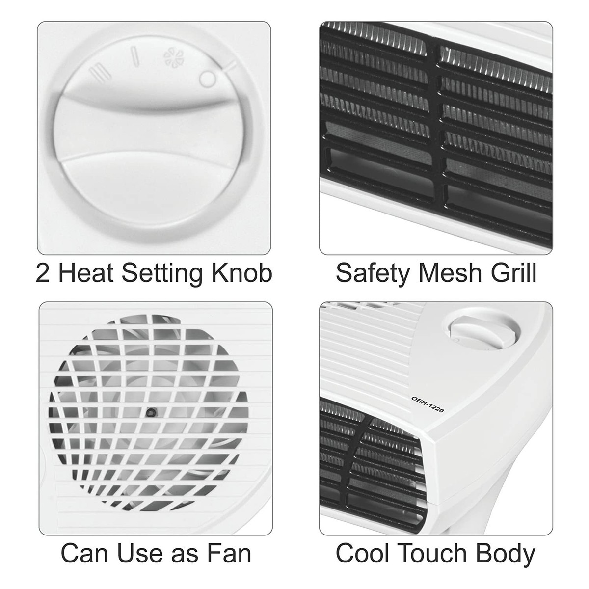 Orpat OEH 1220 Safety Mesh Grill Climate Control Portable Element Home  Heater | eBay