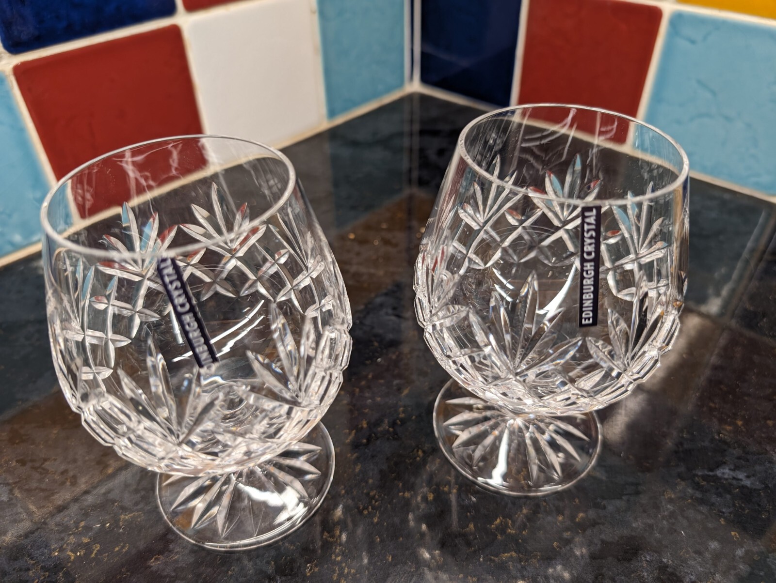 2 X Vintage Edinburgh Lead Crystal Brandy Glasses eBay