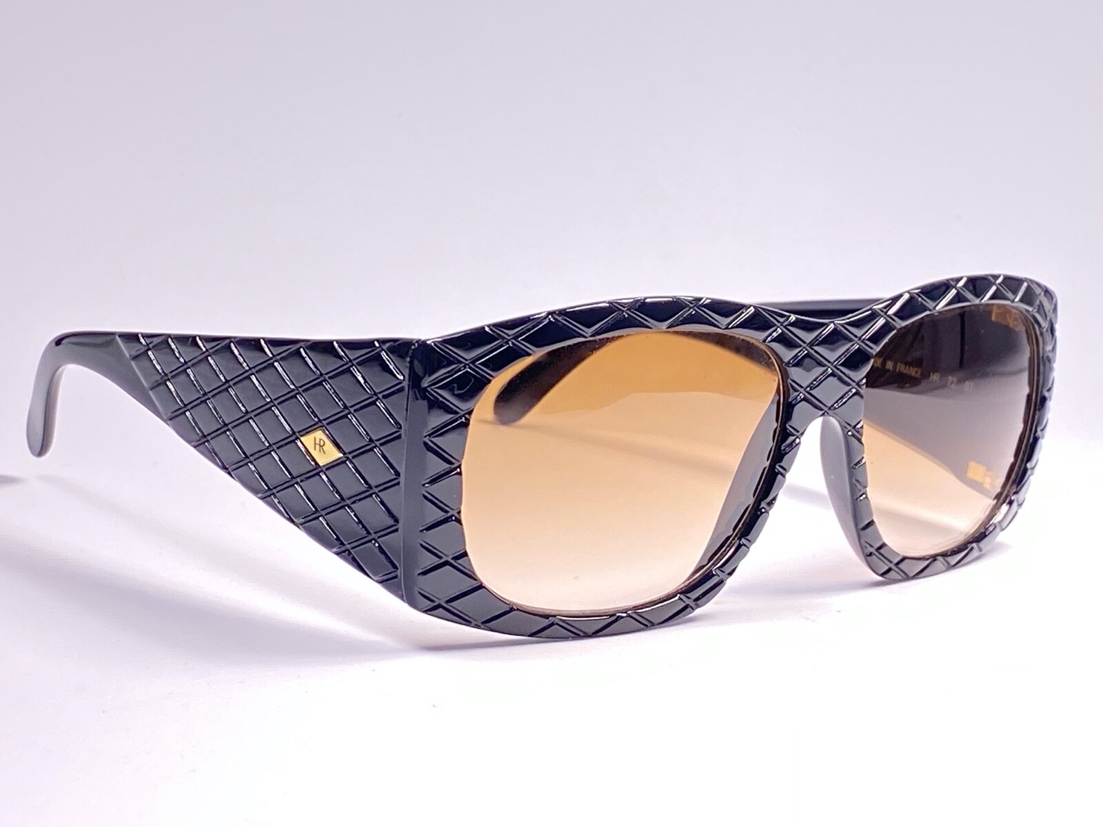 NEW VINTAGE HELENA RUBINSTEIN MASK BLACK BROWN LENSES 80'S FRANCE SUNGLASSES